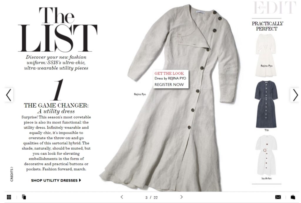 print screen with Net a Porter's shoppable magazine