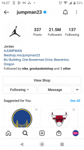 Instagram account that has the shop option enabled