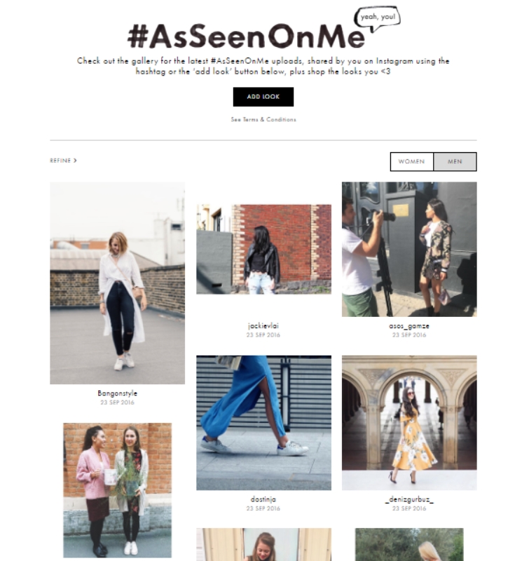 shoppable content displayed on Asos
